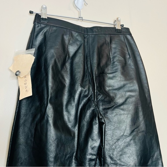 NWT Vintage Deadstock High Rise Black 100% Leather Straight Leg Pant 4 - Picture 4 of 14